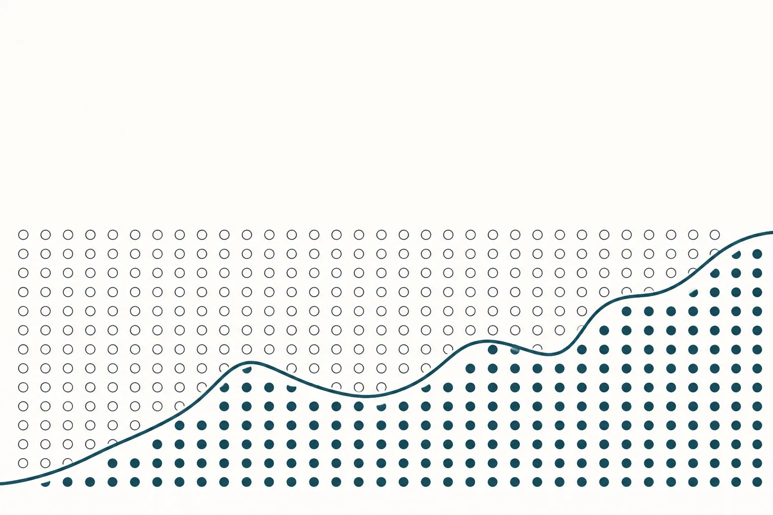 Editorial illustration of an irregular boundary line drawn across a field of small identical circles, dividing them into two groups without regard to their arrangement