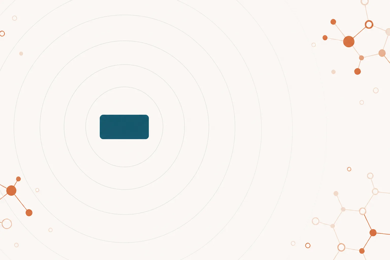 Editorial illustration of a small blank rectangular label floating alone in a wide empty field, with faint concentric rings spreading outward from it far beyond its own size
